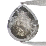 Natural Loose Pear Salt And Pepper Diamond Black Grey Color 0.48 CT 5.35 MM Pear Shape Rose Cut Diamond L7879
