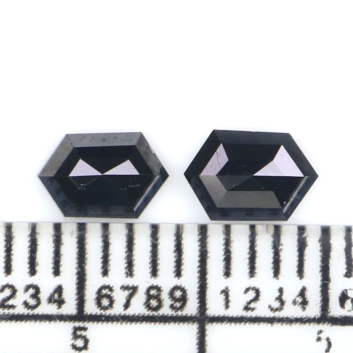 0.67 CT Natural Loose Hexagon Cut Pair Diamond Black Hexagon Cut Diamond 5.60 MM Natural Loose Black Color Hexagon Rose Cut Diamond QL2740