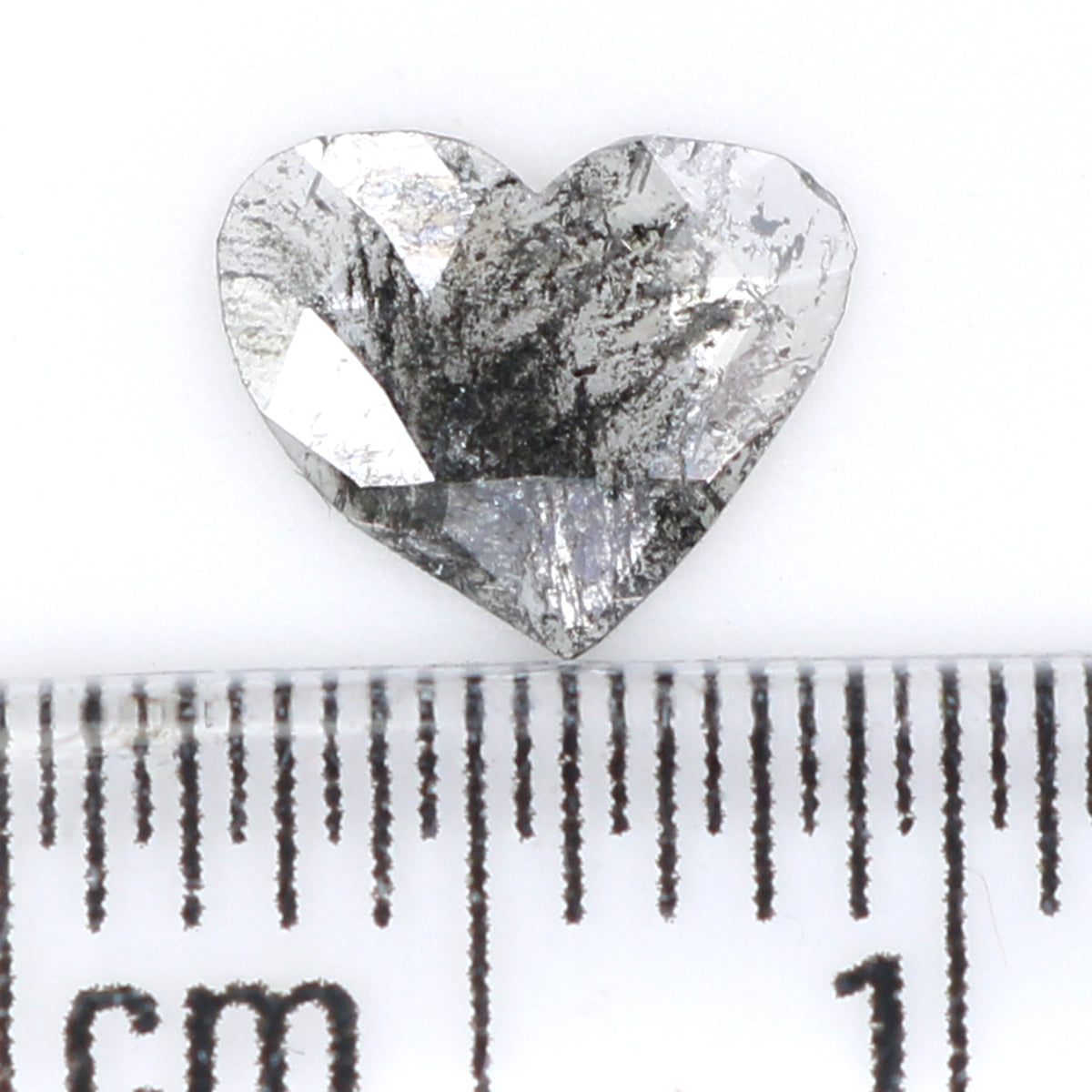 Natural Loose Heart Salt And Papper Diamond Black Grey Color 0.27 CT 5.55 MM Heart Shape Rose Cut L1635
