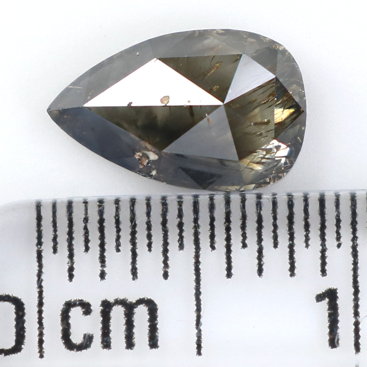 Natural Loose Pear Salt And Pepper Diamond Black Grey Color 1.00 CT 8.25 MM Pear Shape Rose Cut Diamond L1564