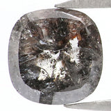 Natural Loose Cushion Salt And Pepper Diamond Black Grey Color 0.96 CT 5.72 MM Cushion Shape Rose Cut Diamond L2095