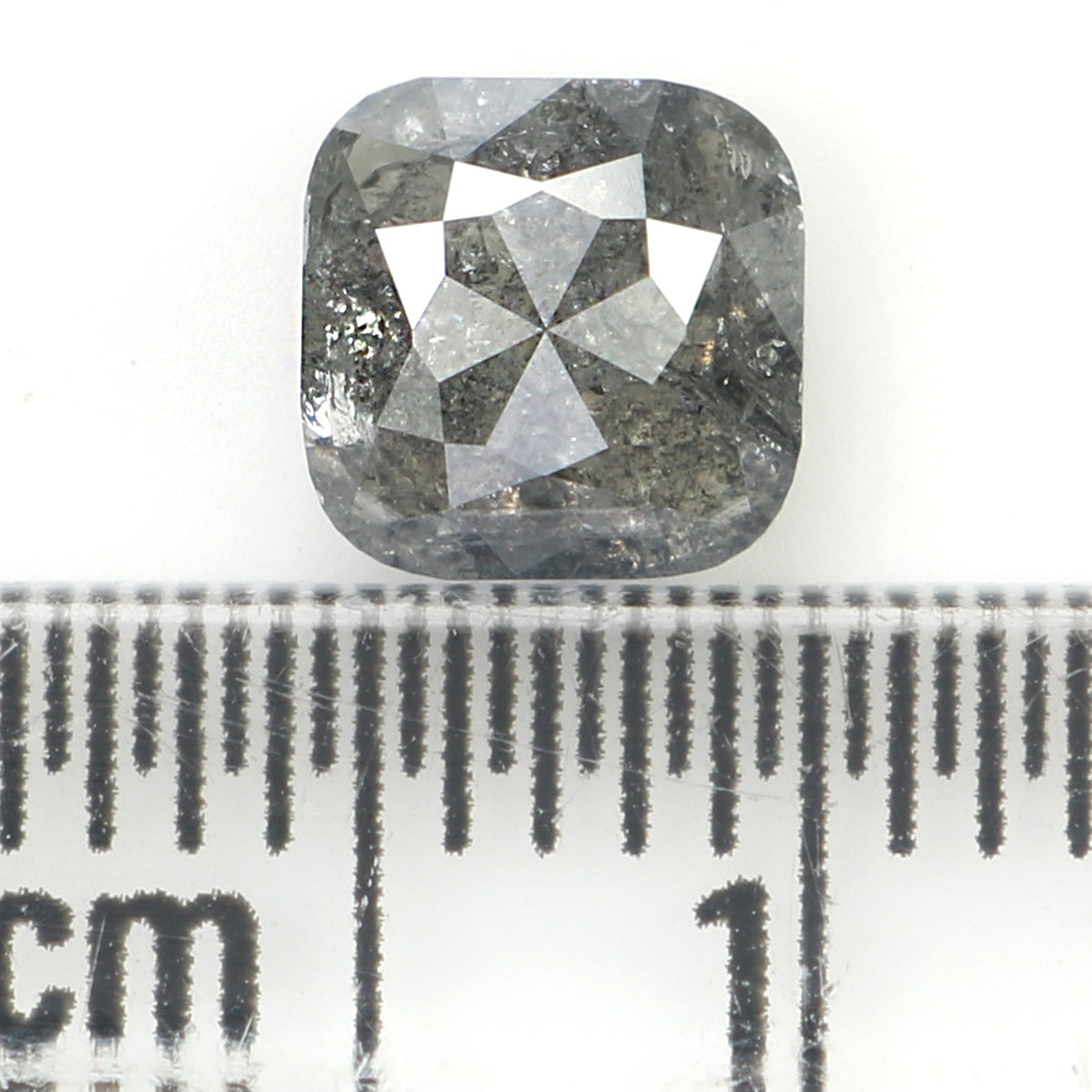 Natural Loose Cushion Salt And Pepper Diamond Black Grey Color 1.02 CT 5.65 MM Cushion Shape Rose Cut Diamond L1219