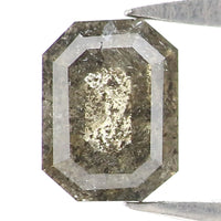 Natural Loose Emerald Salt And Pepper Diamond Black Grey Color 0.33 CT 4.51 MM Emerald Shape Rose Cut Diamond KR2589