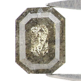 Natural Loose Emerald Salt And Pepper Diamond Black Grey Color 0.33 CT 4.51 MM Emerald Shape Rose Cut Diamond KR2589