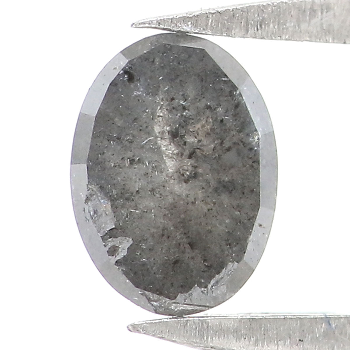 Natural Loose Oval Salt And Pepper Diamond Black Grey Color 0.33 CT 5.44 MM Oval Shape Rose Cut Diamond KR2574