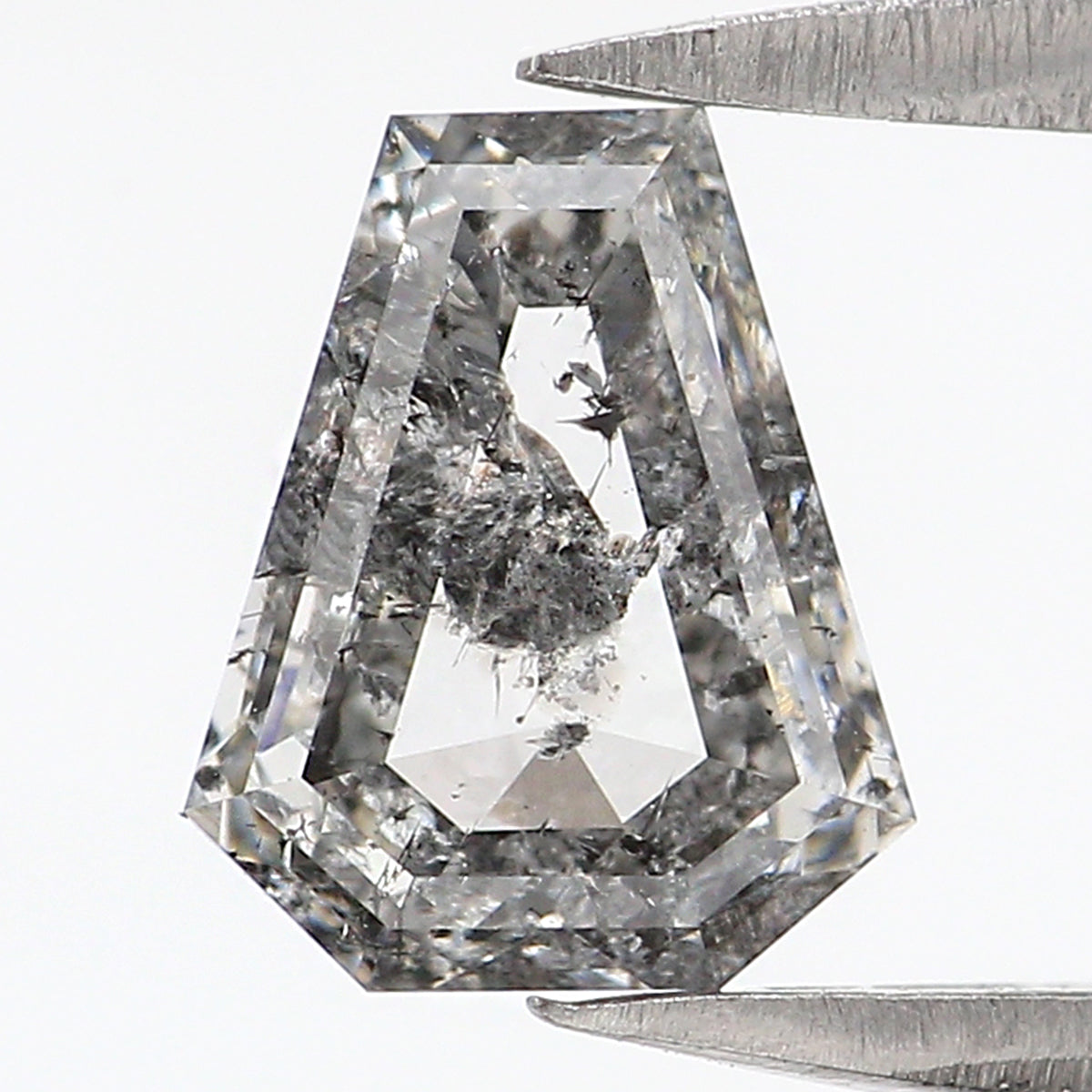 0.93 CT Natural Loose Coffin Shape Diamond Salt And Pepper Coffin Shape Diamond 7.00 MM Black Grey Color Coffin Rose Cut Diamond QL2608