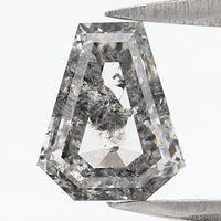 Natural Loose Coffin Salt And Pepper Diamond Black Grey Color 0.93 CT 6.99 MM Coffin Shape Rose Cut Diamond KDL2608
