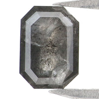 Natural Loose Emerald Salt And Pepper Diamond Black Grey Color 0.65 CT 5.65 MM Emerald Shape Rose Cut Diamond L2530