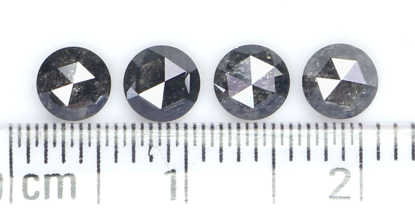 Natural Loose Round Rose Cut Salt And Pepper Black Grey Color Diamond 1.31 CT 4.28 MM Rose Cut Shape Diamond KR2553