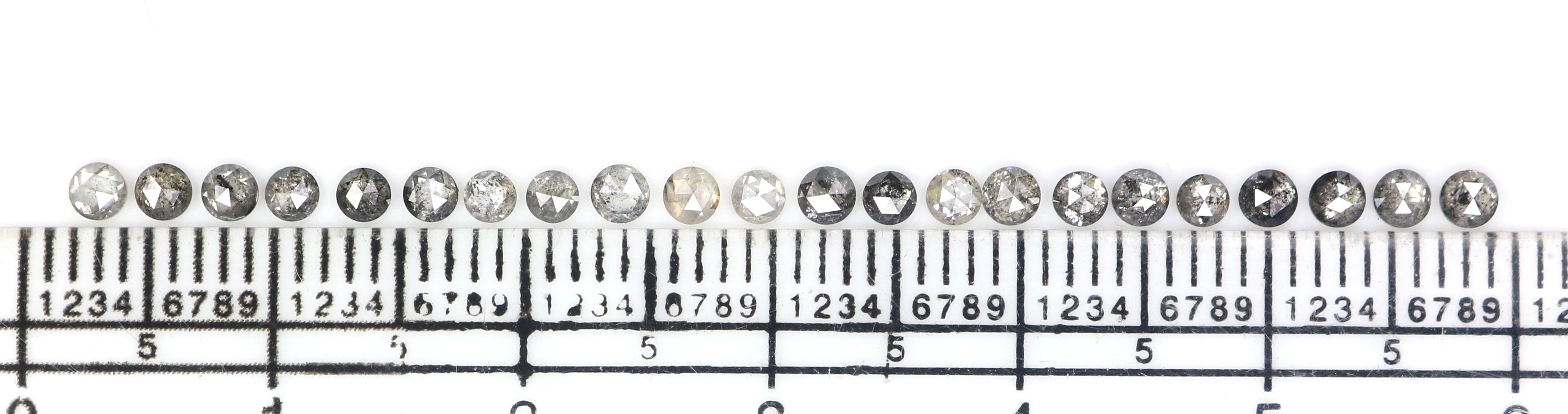 1.34 Ct Natural Loose Round Rose Cut Diamond Salt And Pepper Round Shape Diamond 2.10 MM Natural Black Grey Round Rose Cut Diamond LQ2771