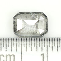 Natural Loose Emerald Salt And Pepper Diamond Black Grey Color 0.88 CT 6.75 MM Emerald Shape Rose Cut Diamond L1424