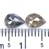 Natural Loose Pear Salt And Pepper Diamond Black Grey Color 1.02 CT 6.30 MM Pear Shape Rose Cut Diamond L2082