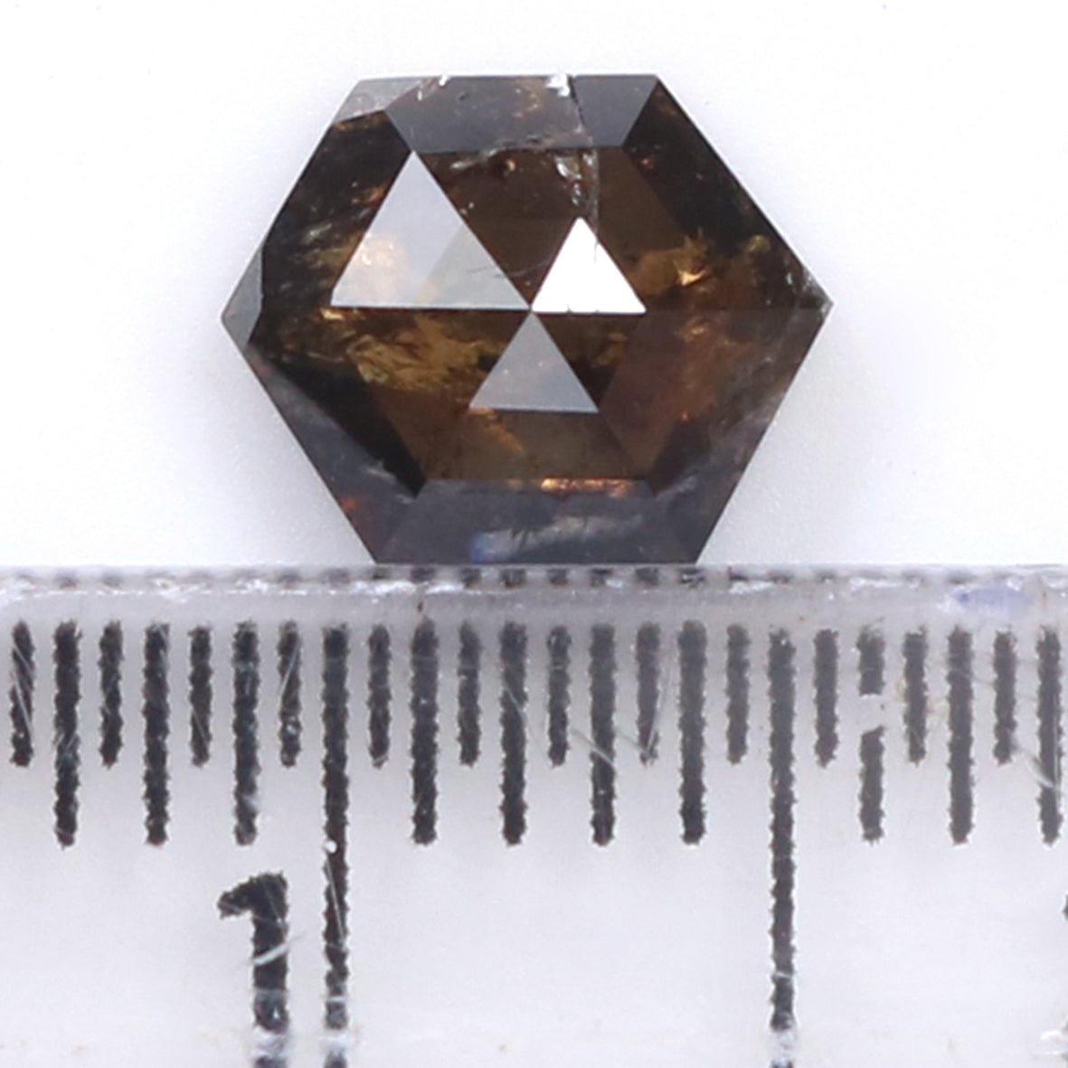 0.89 CT Natural Loose Hexagon Shape Diamond Brown Color Hexagon Cut Diamond 6.90 MM Natural Brown Color Hexagon Rose Cut Diamond LQ7448