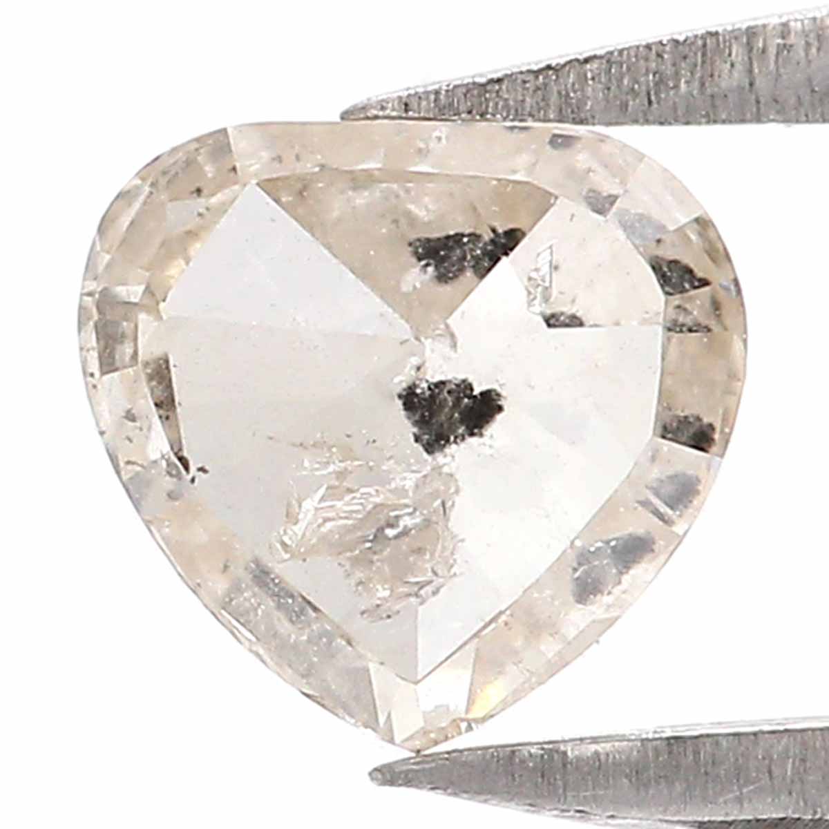 Natural Loose Heart Yellow Grey Color Diamond 0.54 CT 5.05 MM Heart Shape Rose Cut Diamond KR850