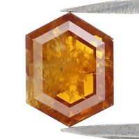 Natural Loose Hexagon Yellow Brown Color Diamond 1.36 CT 7.46 MM Hexagon Shape Rose Cut Diamond L2502