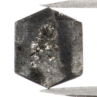 Natural Loose Hexagon Salt And Pepper Diamond Black Grey Color 1.53 CT 8.60 MM Hexagon Shape Rose Cut Diamond L6996