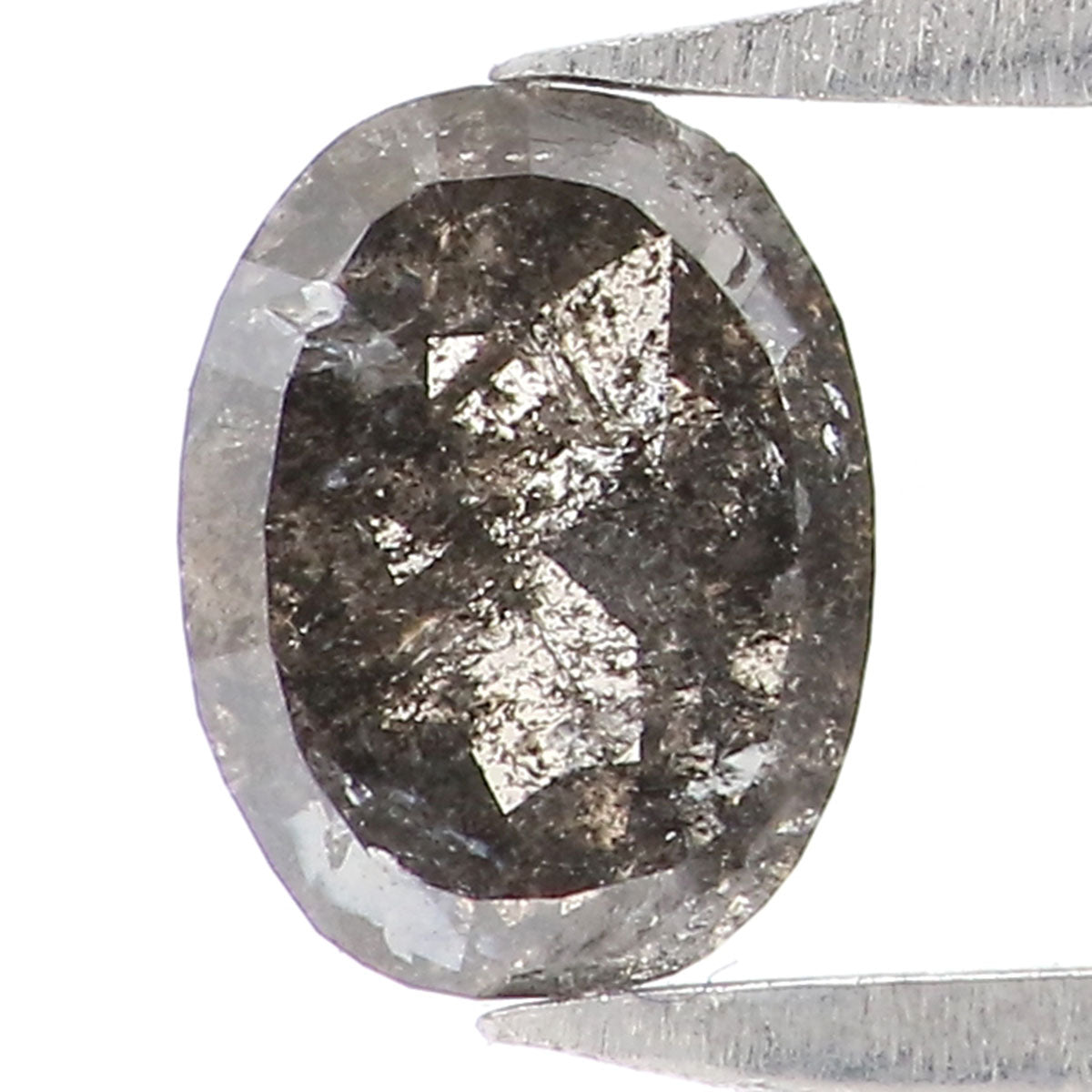 0.40 Ct Natural Loose Oval Shape Diamond Salt And Pepper Oval Diamond 5.25 MM Natural Diamond Black Grey Color Oval Rose Cut Diamond LQ2477