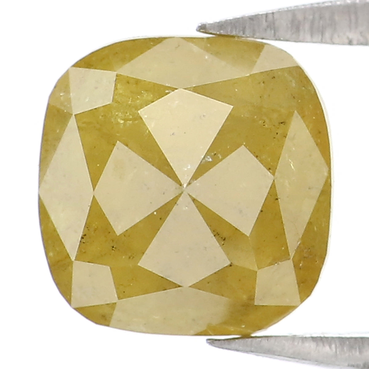 1.37 CT Natural Loose Cushion Shape Diamond Yellow Color Cushion Cut Diamond 6.40 MM Natural Yellow Diamond Cushion Rose Cut Diamond KQ2259