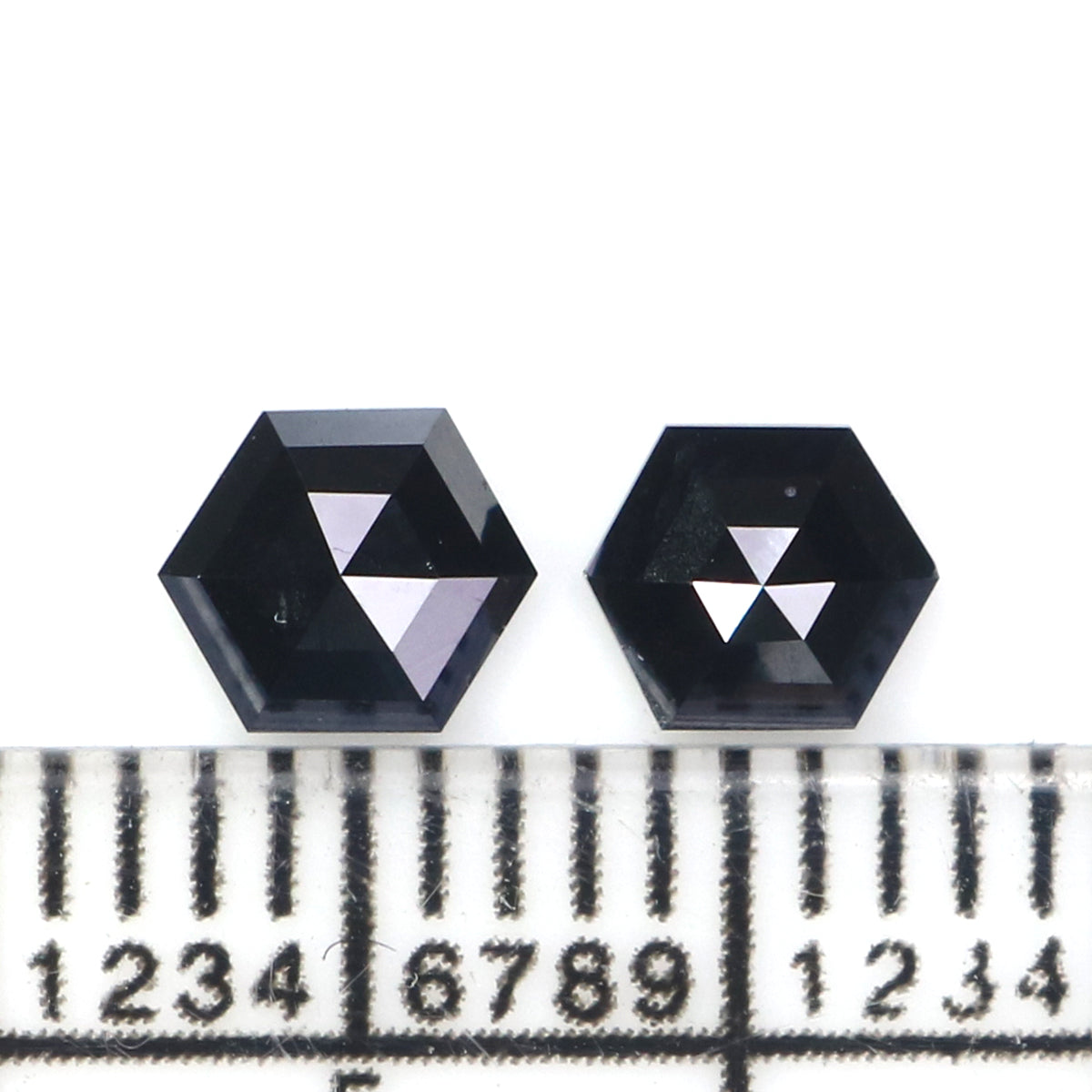 0.58 CT Natural Loose Hexagon Cut Pair Diamond Black Hexagon Cut Diamond 5.05 MM Natural Loose Black Color Hexagon Rose Cut Diamond QK2629