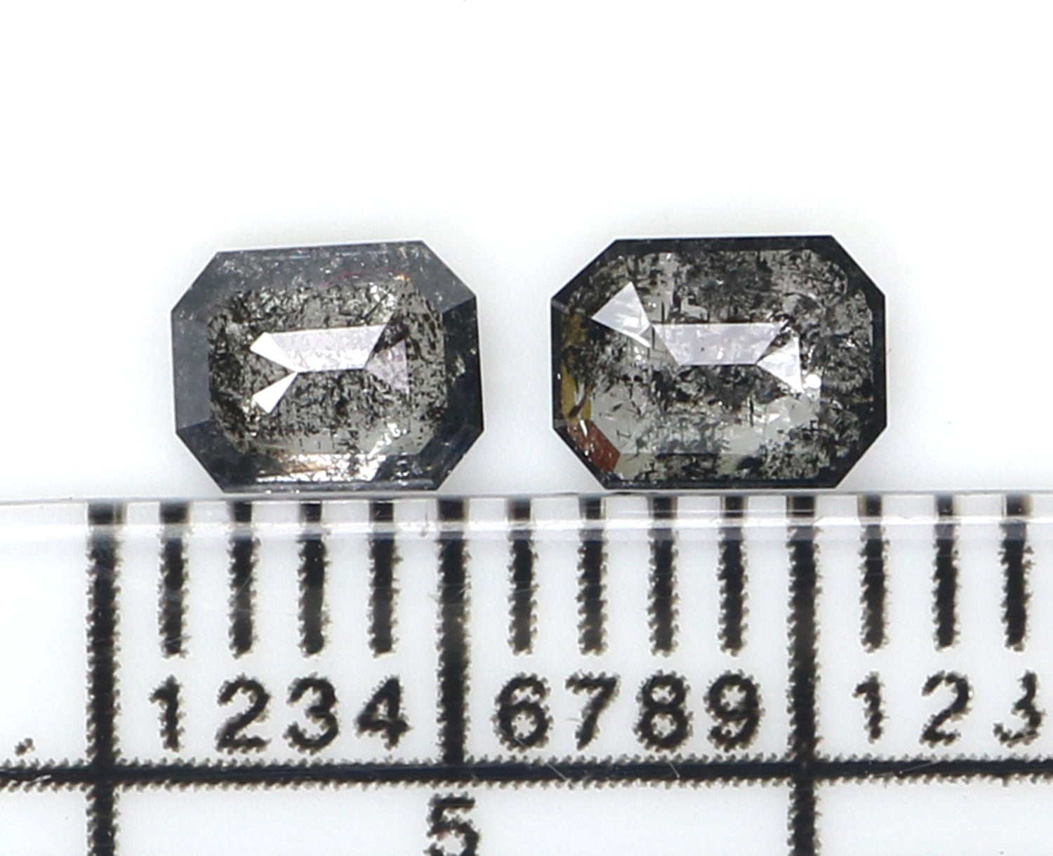0.65 CT Natural Loose Emerald Pair Diamond Black Grey Color Emerald Cut Diamond 4.45 MM Salt And Pepper Diamond Emerald Pair Diamond QL2544