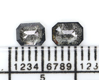 Natural Loose Emerald Salt And Pepper Diamond Black Grey Color 0.65 CT 4.45 MM Emerald Shape Rose Cut Diamond KDL2544