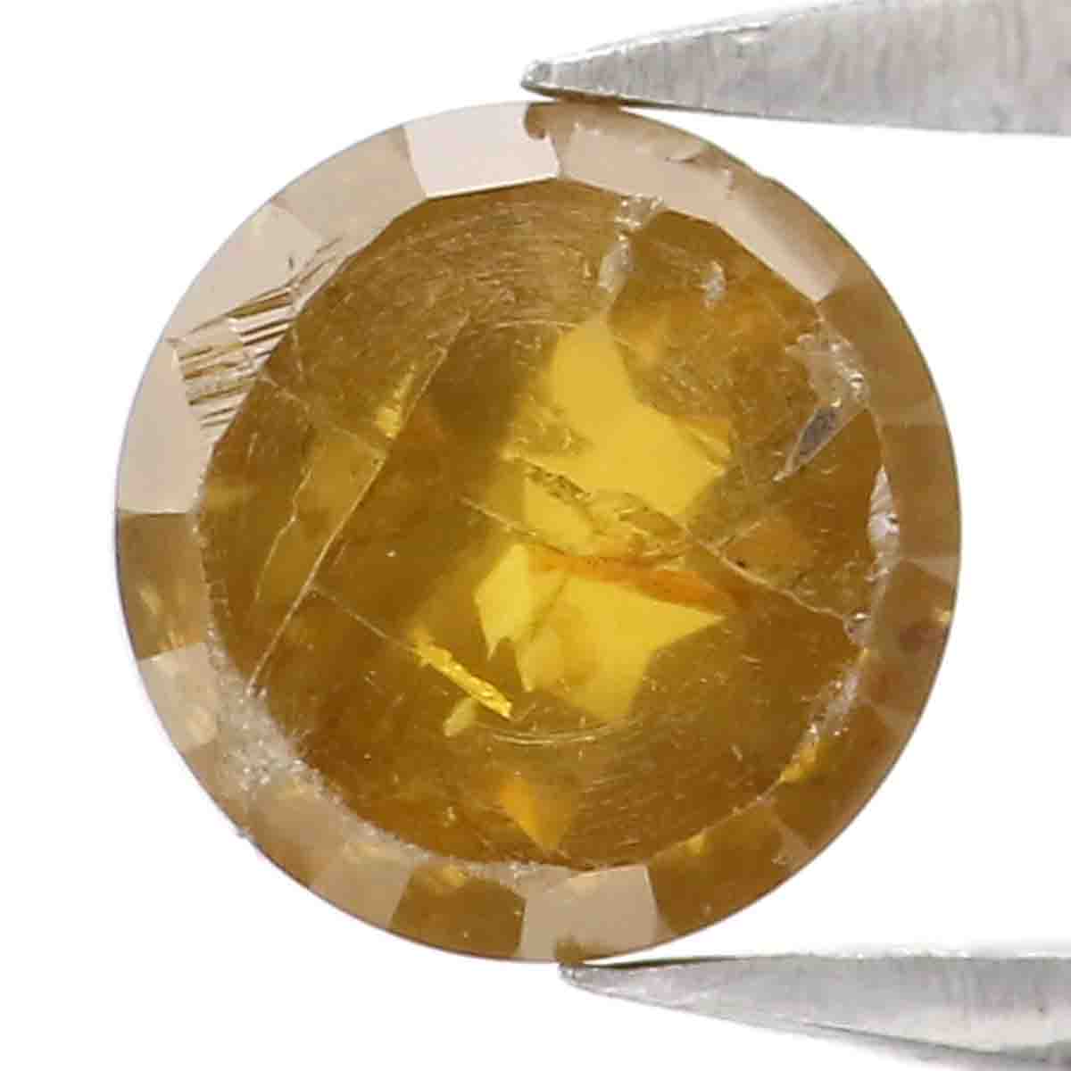 0.87 CT Natural Loose Round Rose Cut Diamond Yellow Color Round Shape Diamond 5.55 MM Natural Yellow Color Round Rose Cut Diamond LQ9136