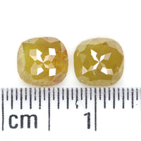Natural Loose Cushion Pair Yellow Color Diamond 1.28 CT 5.44 MM Cushion Shape Rose Cut Diamond KDL2498