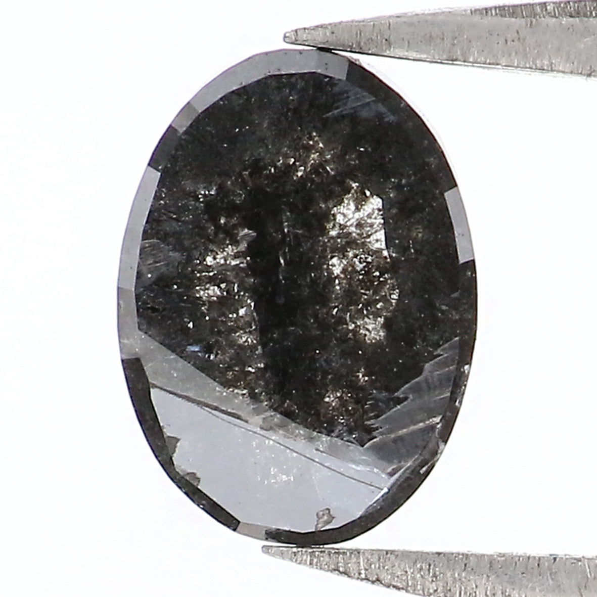 Natural Loose Oval Salt And Pepper Diamond Black Grey Color 1.08 CT 7.25 MM Oval Shape Rose Cut Diamond L1933