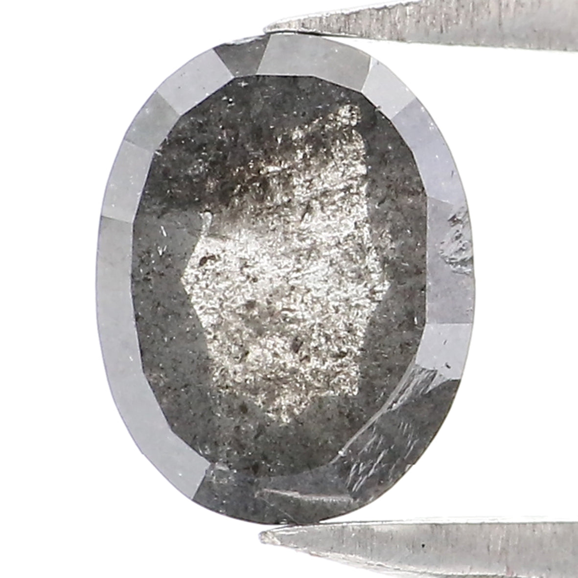 0.87 CT Natural Loose Oval Shape Diamond Salt And Pepper Oval Rose Cut Diamond 6.70 MM Black Grey Color Oval Shape Rose Cut Diamond LQ2059