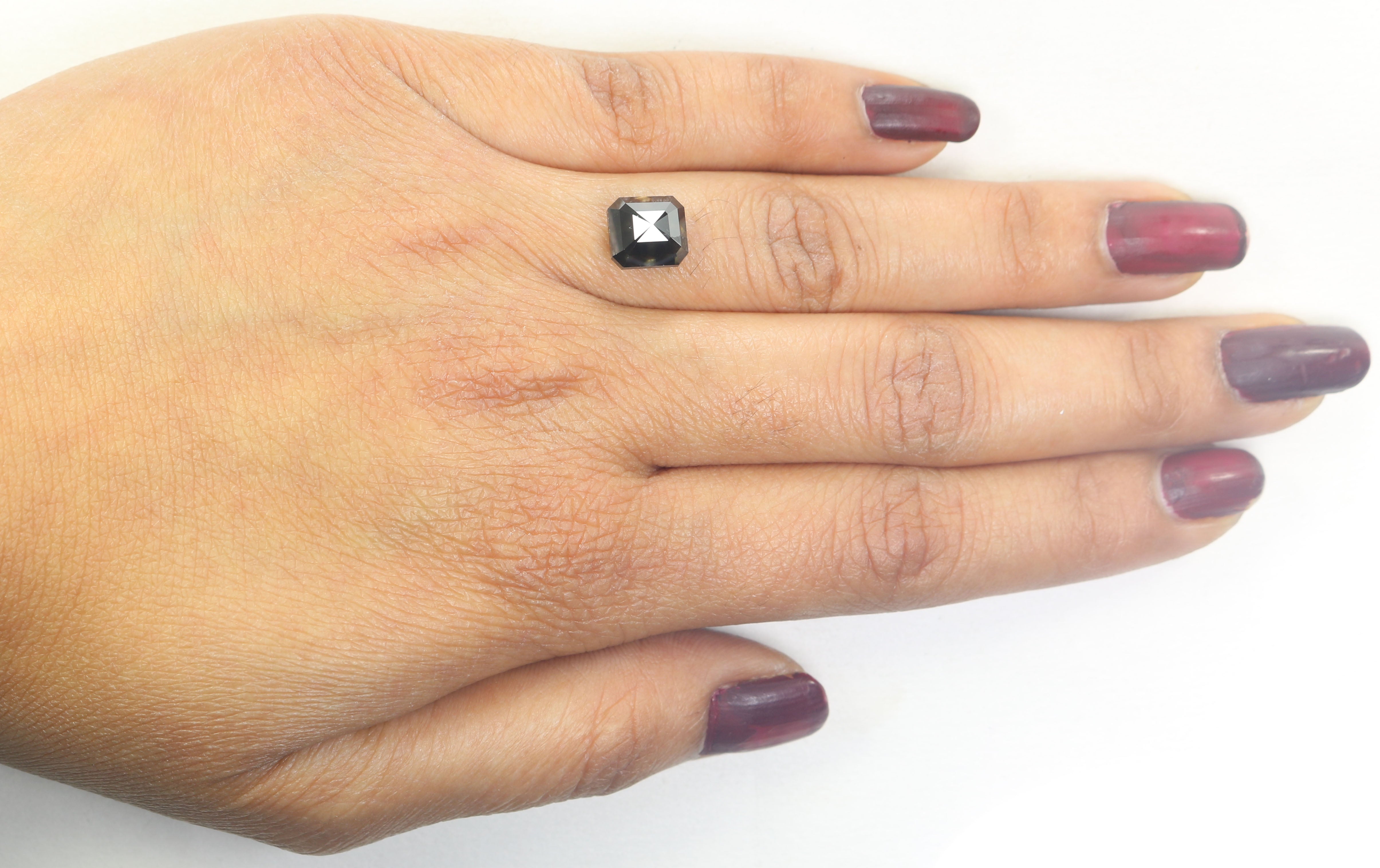 3.05 CT Natural Loose Emerald Shape Diamond Black Color Emerald Cut Diamond 7.90 MM Natural Loose Diamond Emerald Rose Cut Diamond QL9503