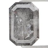 Natural Loose Emerald Salt And Pepper Diamond Black Grey Color 0.56 CT 5.50 MM Emerald Shape Rose Cut Diamond L1028