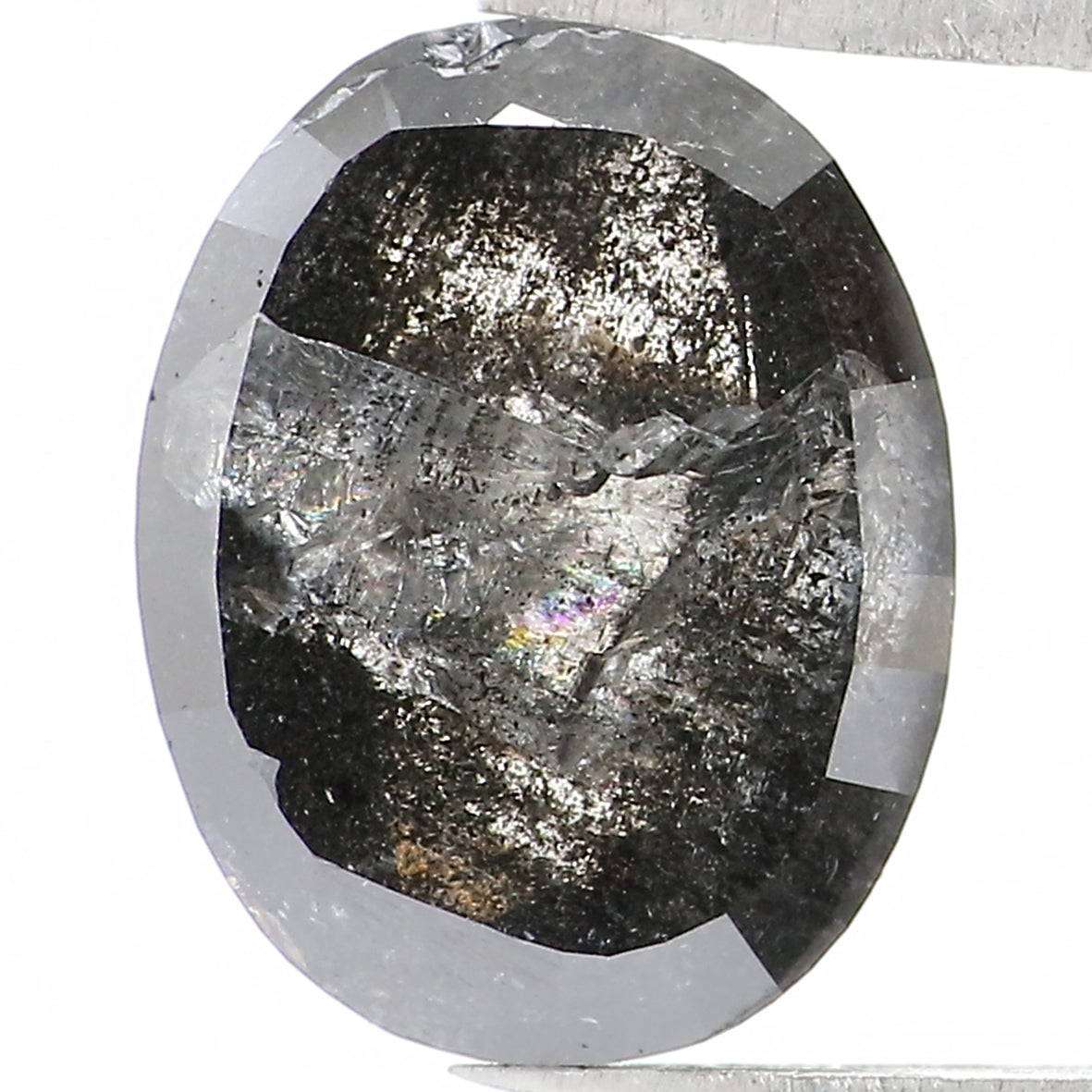 2.51 CT Natural Loose Oval Shape Diamond Salt And Pepper Oval Rose Cut Diamond 9.50 MM Black Grey Color Oval Shape Rose Cut Diamond QL1367