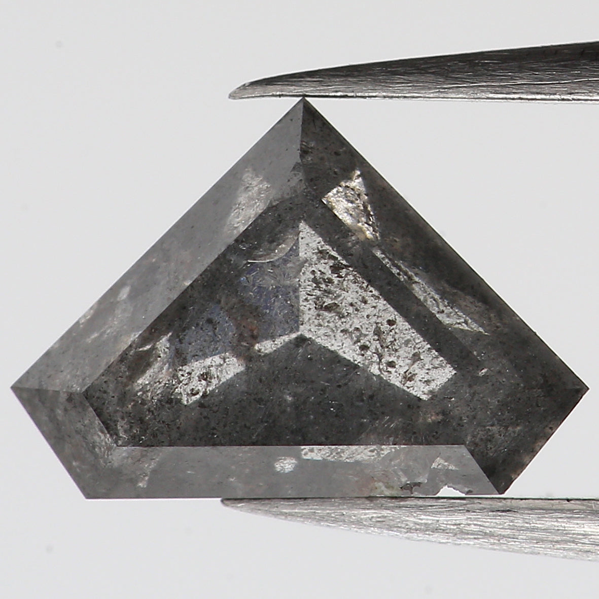 0.77 Ct Natural Loose Shield Shape Diamond Salt And Pepper Shield Cut Diamond 5.25 MM Black Gray Color Shield Shape Rose Cut Diamond QL441