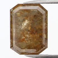 0.71 Ct Natural Loose Diamond, Emerald Cut Diamond, Green Diamond, Brown Diamond, Rustic Diamond, Fancy Shape Diamond, Real Diamond KDL496