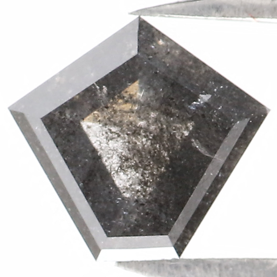 0.80 Ct Natural Loose Pentagon Shape Diamond Salt And Pepper Pentagon Cut Diamond 6.40 MM Black Gray Color Pentagon Rose Cut Diamond LQ1300