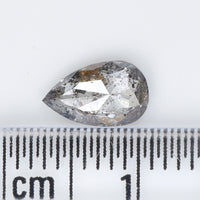 0.79 Ct Natural Loose Diamond, Salt And Pepper Diamond, Pear Cut Diamond, Black Grey Color Diamond, Rose Cut Real Rustic Diamond KDL9511