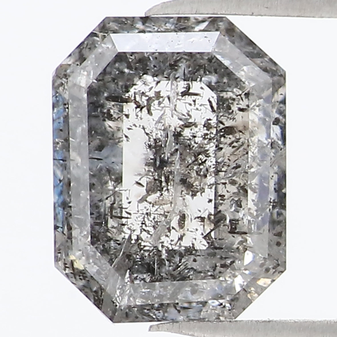 0.75 CT Natural Loose Emerald Shape Diamond Salt And Pepper Emerald Shape Diamond 5.95 MM Black Grey Color Emerald Rose Cut Diamond QL1100