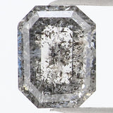 Natural Loose Emerald Salt And Pepper Diamond Black Grey Color 0.75 CT 5.95 MM Emerald Shape Rose Cut Diamond KDL1100