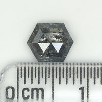 0.88 CT Hexagon Cut Diamond, Salt and Pepper Diamond, Natural Loose Diamond, Black Diamond, Grey Diamond, Rustic  Rose Cut Diamond KDL9968