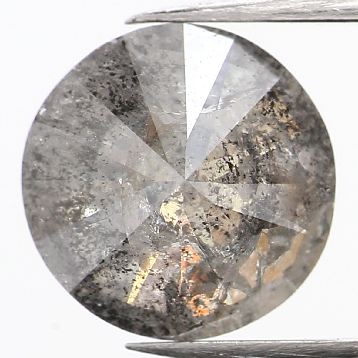 1.35 CT Natural Loose Round Shape Diamond Black Grey Color Round Shape Diamond 7.00 MM Salt And Pepper Round Brilliant Cut Diamond QL433
