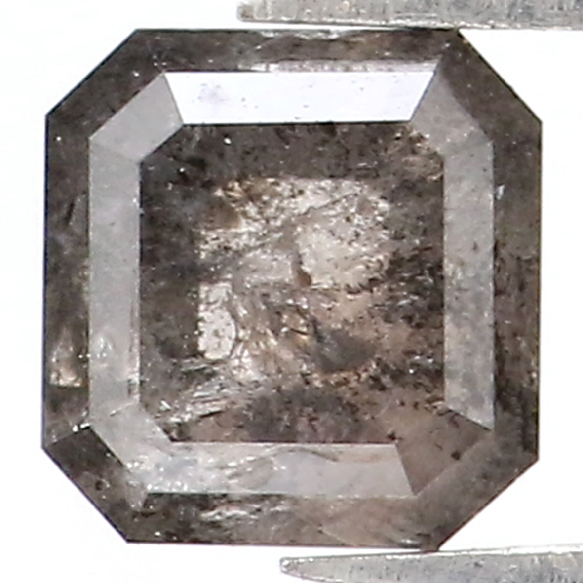 0.64 CT Natural Loose Emerald Shape Diamond Salt And Pepper Emerald Diamond 4.40 MM Natural Black Grey Color Emerald Rose Cut Diamond LQ5078