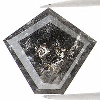 Natural Loose Pentagon Salt And Pepper Diamond Black Grey Color 0.98 CT 7.00 MM Pentagon Rose Cut Diamond KDL1222