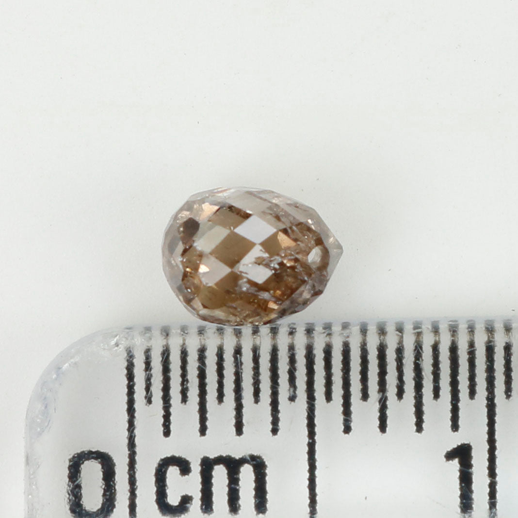 0.67 Ct Natural Loose Briolette Shape Diamond Brown Color Drop Diamond 5.05 MM Natural Loose Brown Color Briolette Rose Cut Diamond LQ9832