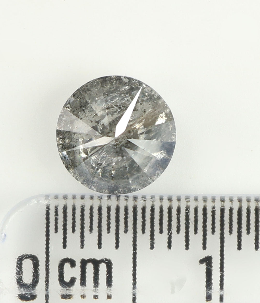 1.44 CT Natural Loose Diamond Round Black Grey Salt And Pepper Color 6.89 MM L9352