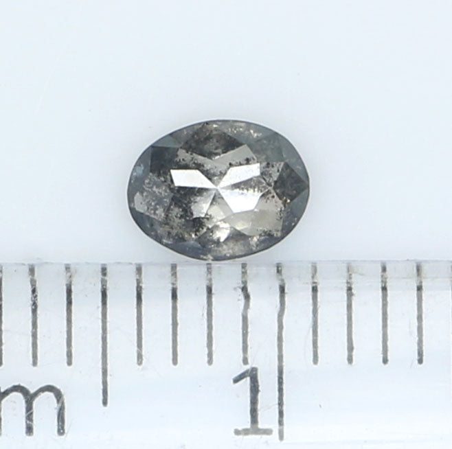 0.39 CT Natural Loose Oval Shape Diamond Salt And Pepper Oval Diamond 5.25 MM Natural Loose Black Grey Color Oval Rose Cut Diamond LQ8987