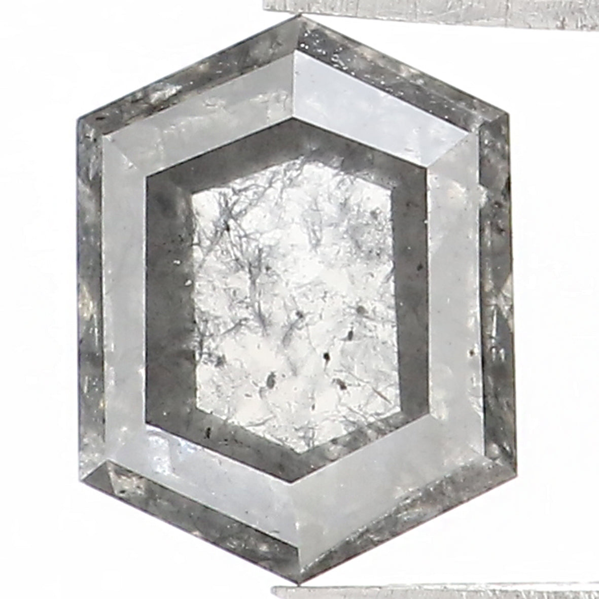 0.78 CT Natural Loose Hexagon Shape Diamond Salt And Pepper Hexagon Cut Diamond 6.30 MM Natural Black Grey Hexagon Rose Cut Diamond QL1403