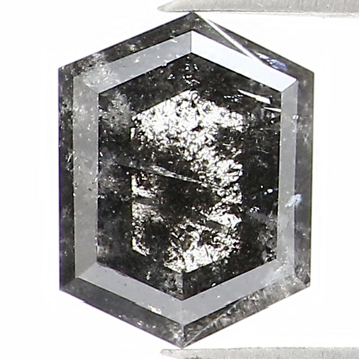 0.72 CT Natural Loose Hexagon Shape Diamond Salt And Pepper Hexagon Diamond 6.20 MM Black Grey Color Hexagon Shape Rose Cut Diamond QL1236