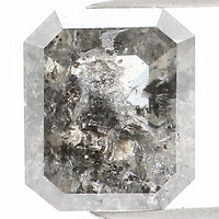 Natural Loose Emerald Salt And Pepper Diamond Black Grey Color 0.96 CT 6.25 MM Emerald Shape Rose Cut Diamond KDL1205