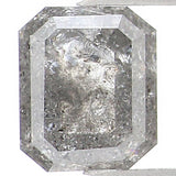 Natural Loose Emerald Salt And Pepper Diamond Black Grey Color 0.89 CT 5.50 MM Emerald Shape Rose Cut Diamond L1220