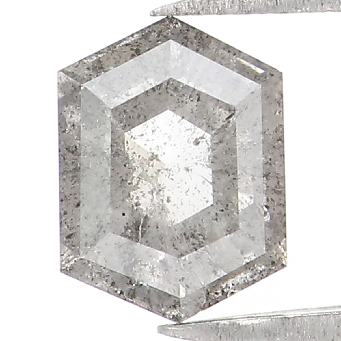 0.67 CT Natural Loose Hexagon Shape Diamond Salt And Pepper Hexagon Cut Diamond 6.05 MM Natural Black Grey Hexagon Rose Cut Diamond LQ1456
